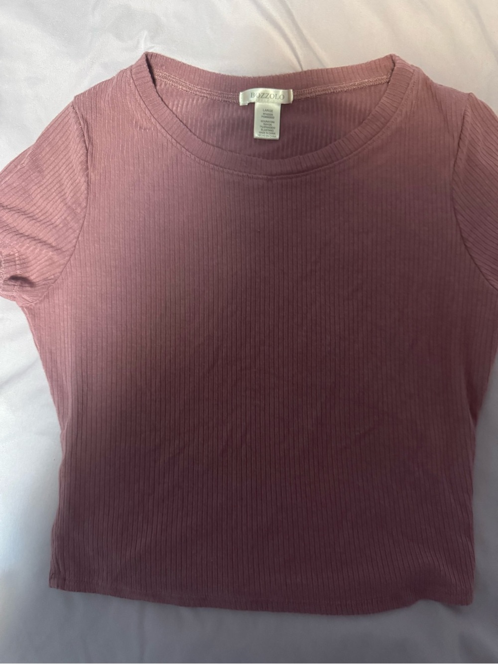 Bozzolo Ribbed Short Sleeve Tee in Dusty Rose